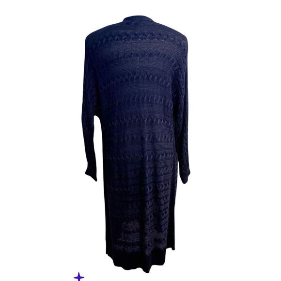 Lauren Ralph Lauren Long Open Front Cardigan Navy Blue Large - Picture 6 of 10